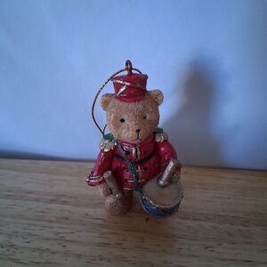 Red and Blue Drummer Bear Ornament